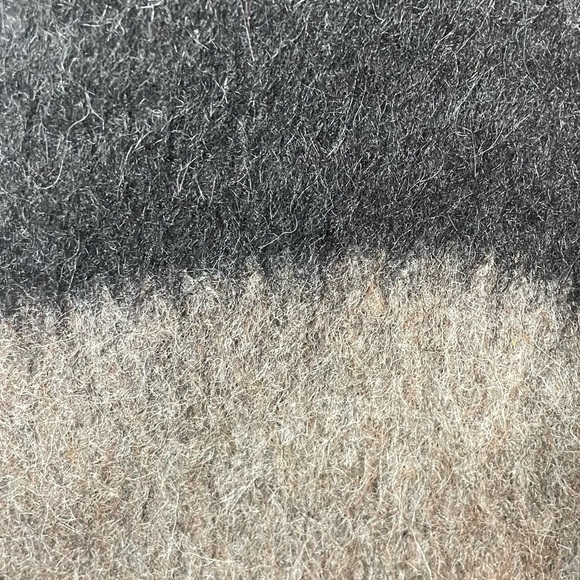 All Saints Strand Crombie Colorblock Jacket Sweater Size 6 Black Grey/Brown - Picture 8 of 9